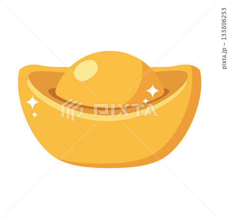 Illustration of Chinese Gold Ingot flat 133806253