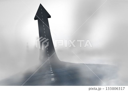 Road turning into an arrow in a city Road turning into an arrow in a city 133806317