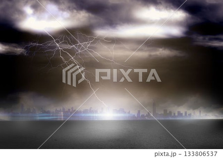 Thunderstrom over cityscape Thunderstrom over cityscape 133806537