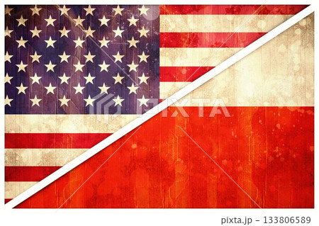Poland and American flags Poland and American flags 133806589