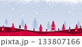 christmas red winter hills and trees illustration 133807166
