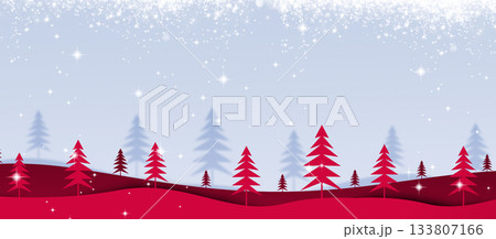 christmas red winter hills and trees illustration christmas red winter hills and trees illustration 133807166