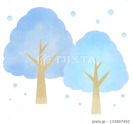 冬カラーの木と雪のイラスト 133807493