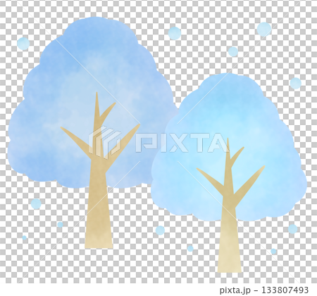 冬カラーの木と雪のイラスト 133807493