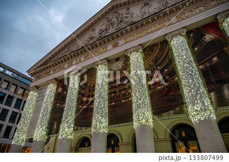 La Monnaie Theatre Illuminated Columns at Brussels Winter Wonders 133807499
