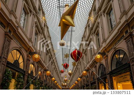 Festive Christmas Decorations in Brussels Royal Gallery 133807511