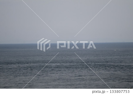薄い青空と水平線と青い海面の海の風景 133807753