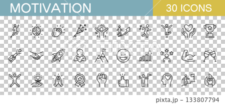 Motivation and motivation icon set 133807794