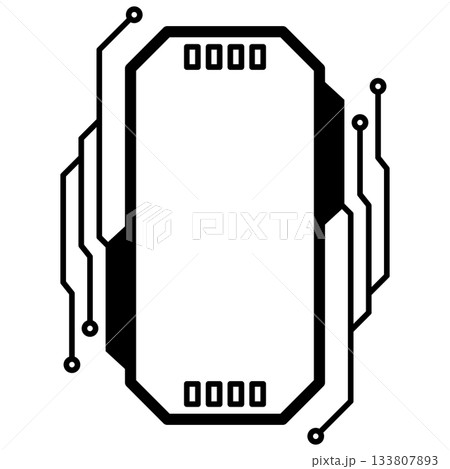 サイバーパンクな電子回路フレーム　ブラック 133807893
