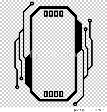 サイバーパンクな電子回路フレーム　ブラック 133807893