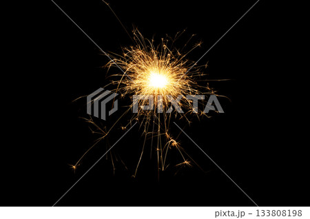 Golden Sparkler Burst on Black Background Golden Sparkler Burst on Black Background 133808198
