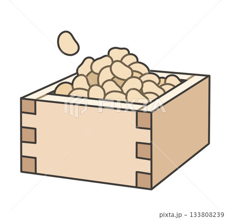 升に入った豆のイラスト（斜め上から） 133808239