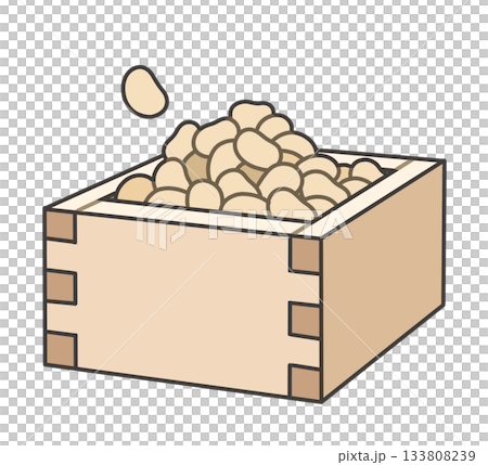 Illustration of beans in a masu (diagonal view from above) 133808239