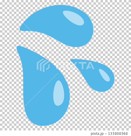 一幅簡單的向量插圖，描繪了多滴水珠，呈現出光澤透明的效果。 133808368