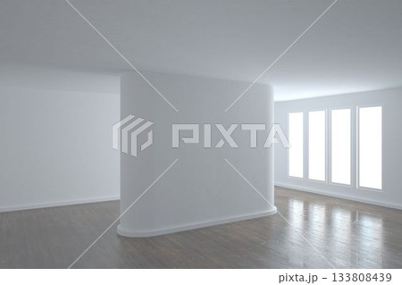 Bright room with wall in the middle Bright room with wall in the middle 133808439