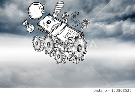 Illustration of gears and money 133808526