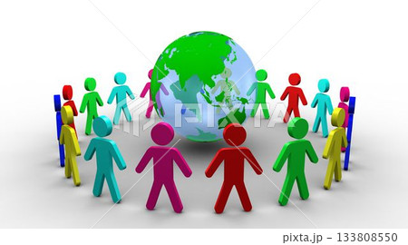 Human figures surround earth Human figures surround earth 133808550