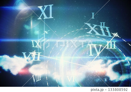 Blue glowing technology design with clock 133808592