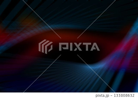 Showing swirling red and blue ribbon waves twisting through black 3D render with glowing streaks 133808632
