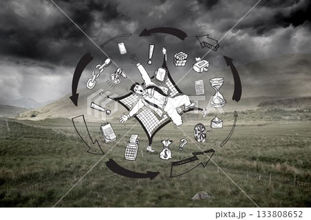 Business graphic on stormy background 133808652