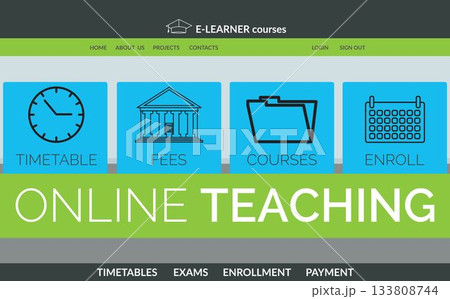 Computer graphic image of e-learning interface on screen 133808744