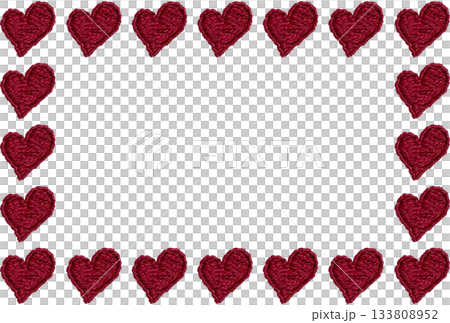[Heart horizontal frame] Hand embroidery illustration material 133808952
