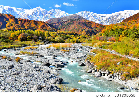 白馬大橋／松川より白馬三山方面を望む(長野県白馬村)【2025.11】 133809059