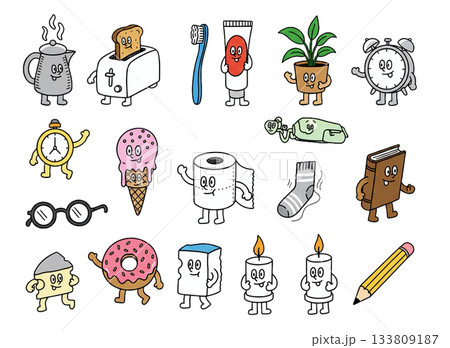 ゆるい擬人化キャラクターのアイコン素材集vol.4|食べ物・生活用品・雑貨など ゆるい擬人化キャラクターのアイコン素材集vol.4|食べ物・生活用品・雑貨など 133809187