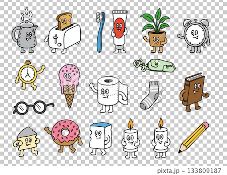 ゆるい擬人化キャラクターのアイコン素材集vol.4|食べ物・生活用品・雑貨など ゆるい擬人化キャラクターのアイコン素材集vol.4|食べ物・生活用品・雑貨など 133809187