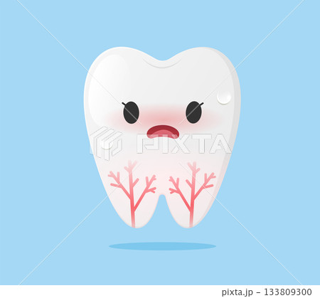Tooth Cartoon Showing Root Pain and Sensitivity Symptom Tooth Cartoon Showing Root Pain and Sensitivity Symptom 133809300