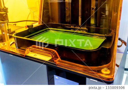 3d resin printer in interior showroom 133809306