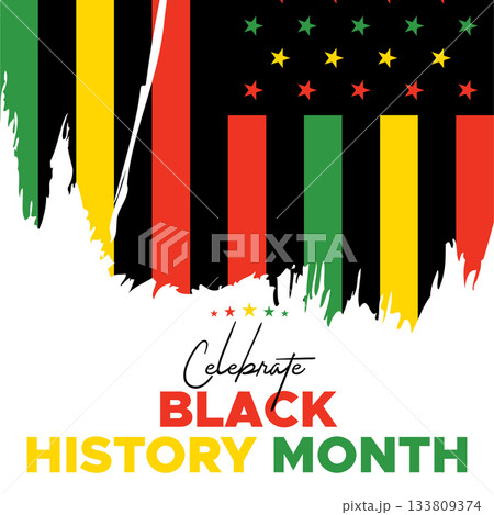 Black History Month celebrated. February national black history month African American vector illustration Template for background, banner, card, poster with text inscription 133809374