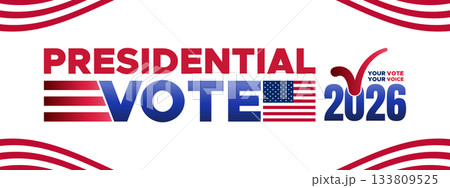 Presidential Vote 2026 Banner with Clean Patriotic Theme and Bold Text Style 133809525