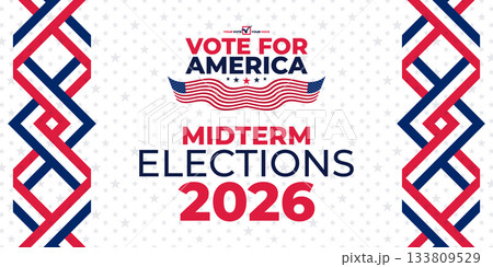 Vote for America Midterm Elections 2026 Ribbon Pattern Patriotic Banner Art Vote for America Midterm Elections 2026 Ribbon Pattern Patriotic Banner Art 133809529