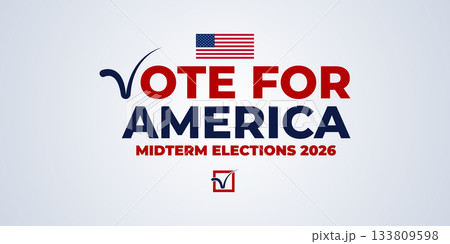 Vote for America 2026 Midterm Election Banner with Modern Patriotic Elements 133809598
