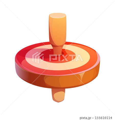 Cartoon Japanese New Year holiday spinning top koma toy. Isolated vector traditional whirligig decoration for celebration, cultural festive object symbolizes balance and heritage, kids amusement 133810114