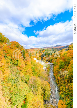 秋の玉川温泉大橋から見た景色 秋田県仙北市 秋の玉川温泉大橋から見た景色 秋田県仙北市 133811415