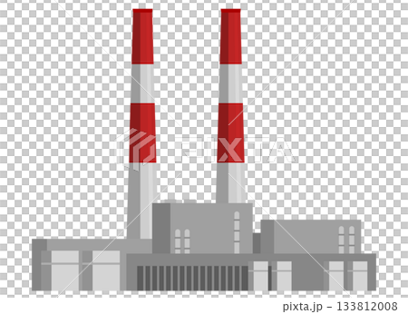 赤と白の煙突のある工場のイラスト 赤と白の煙突のある工場のイラスト 133812008