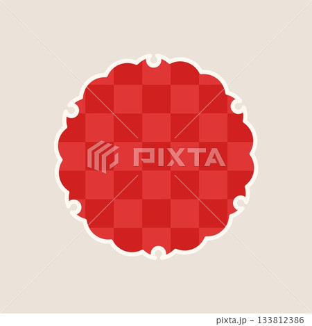 和風柄フレーム枠パターン　黄色　雪輪　背景白　ベクターpng 133812386