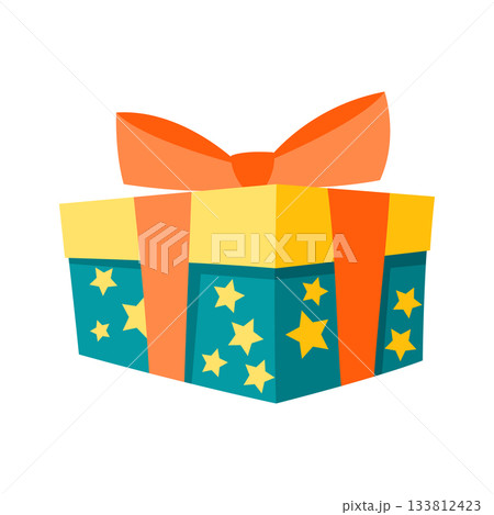 Illustration of gift box. Colorful present for celebration, discount or promotion. 133812423