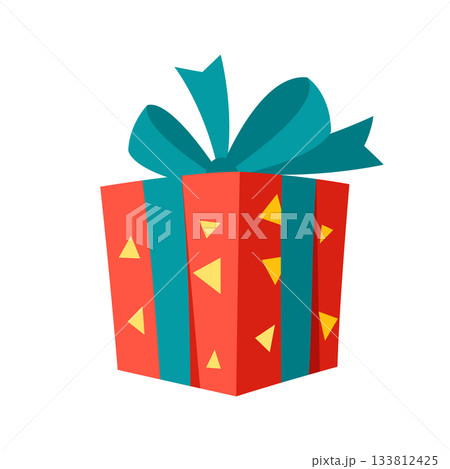 Illustration of gift box. Colorful present for celebration, discount or promotion. 133812425