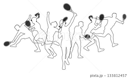 Silhouette Tennis Players Silhouettes Concept 133812457