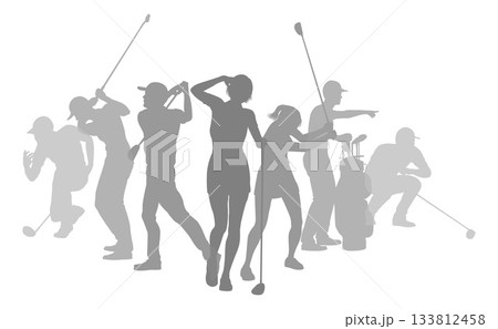Golfers Golfing Silhouette Golf People Silhouettes 133812458