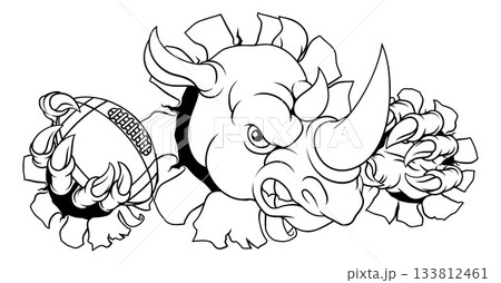 Rhino Rhinoceros Football Cartoon Sports Mascot 133812461