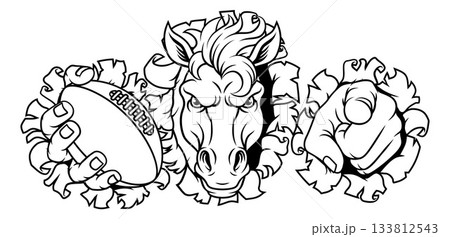 Horse Mustang Stallion Football Sports Team Mascot 133812543