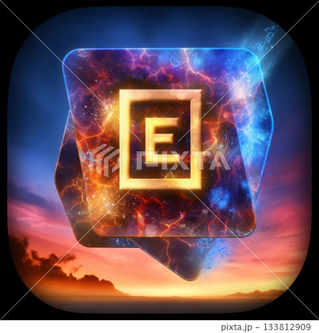 E-mail icon on a dark background. 3D illustration. letter E E-mail icon on a dark background. 3D illustration. letter E 133812909