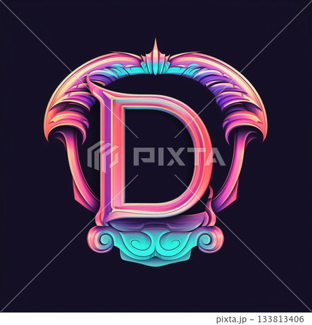 Vintage ornate capital letter D in the style of Baroque. Vintage ornate capital letter D in the style of Baroque. 133813406