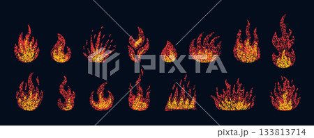 Doodle fire in crayon style. Hand drawn flame with grunge texture. Graphic element ideal for fun collages, stickers. Crayon doodle red fire. Vector pencil illustration isolated on black background Doodle fire in crayon style. Hand drawn flame with grunge texture. Graphic element ideal for fun collages, stickers. Crayon doodle red fire. Vector pencil illustration isolated on black background 133813714