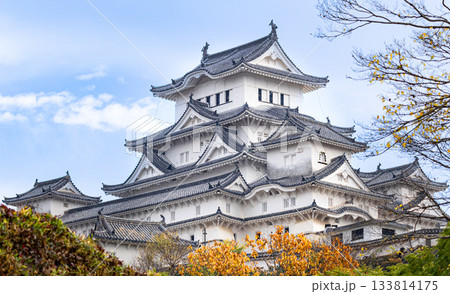 秋晴れの世界文化遺産国宝姫路城の優美な風景 133814175
