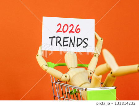 2026 Trends new year symbol. Concept words 2026 Trends on beautiful white card. Beautiful orange paper background. Businessman's model. Business and 2026 Trends new year concept. Copy space. 2026 Trends new year symbol. Concept words 2026 Trends on beautiful white card. Beautiful orange paper background. Businessman's model. Business and 2026 Trends new year concept. Copy space. 133814232